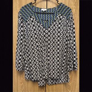 Patterned peasant top
